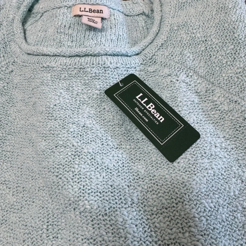 L.L.Bean Sweater Women’s M Medium Turquoise Rollneck Midweight Cotton Slub NWT - Picture 5 of 8